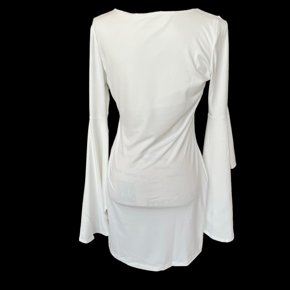 Susana monaco Bell sleeve mini dress ladies size large sugar white - Picture 2 of 7